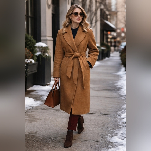 Holt Renfrew Jackets & Blazers - Elegant Tan Wool Trench Coat